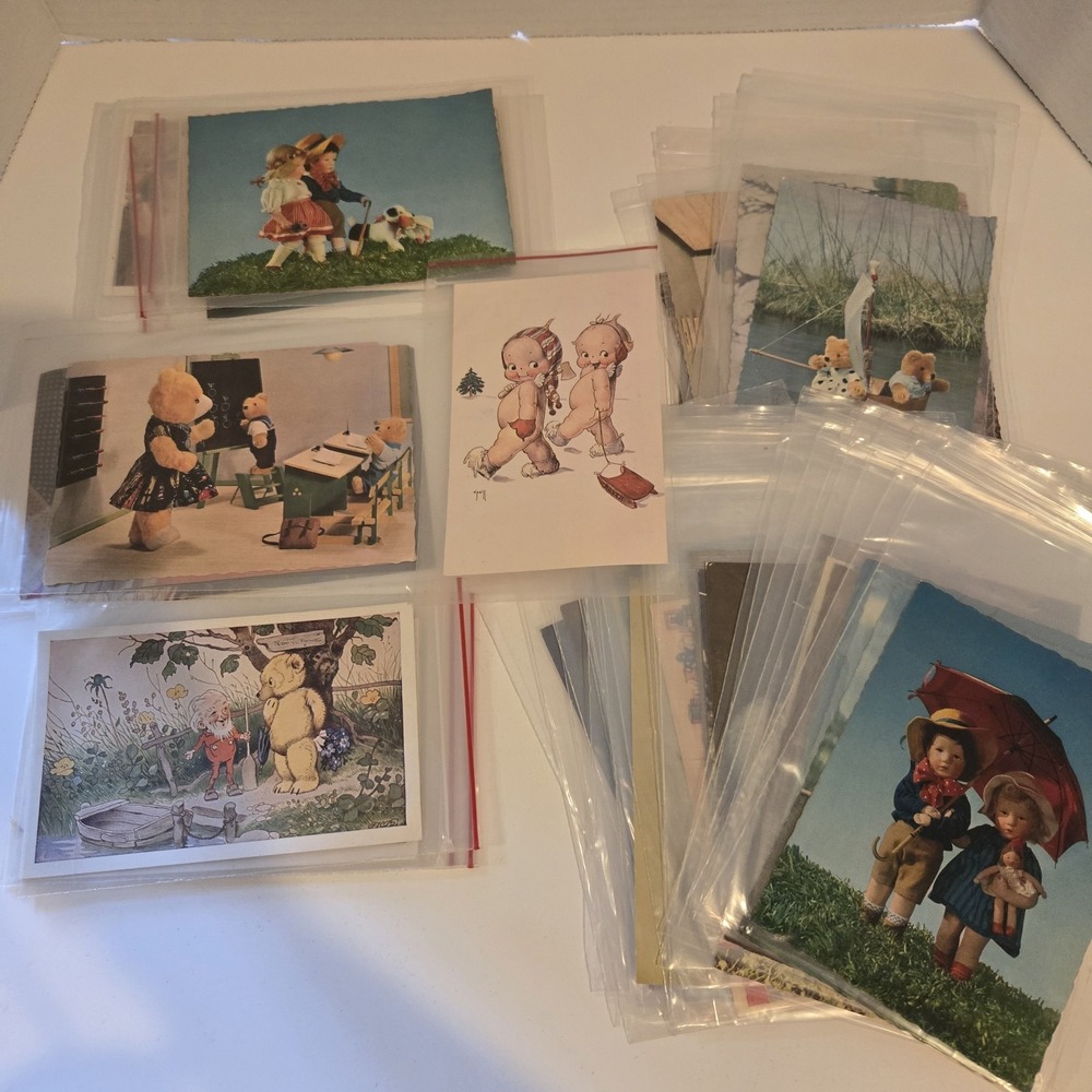 Vintage Lot Of 45 Postcards Blank Rare! Dolls Stuffed Bears Holland Gravo 70s